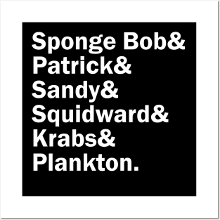 Funny Names x SpongeBob SquarePants (Sponge Bob, Patrick, Sandy, Squidward, Mr. Krabs, Plankton) Posters and Art